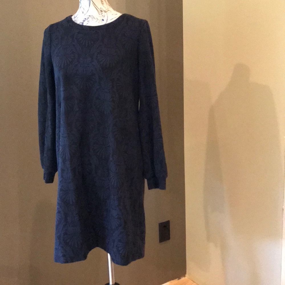LOFT long sleeved blue and black dress. Size:L